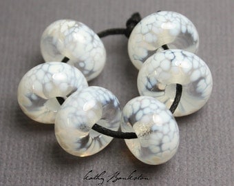 White Lampwork Beads, White Glass Beads, White Beads, Large Hole White Beads, Large Hole Beads, Large Hole Glass Beads, Kathy Bankston, Bead