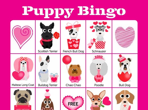 Puppy Bingo Cards 24 Unique Bingo Cards with EXTRA LARGE