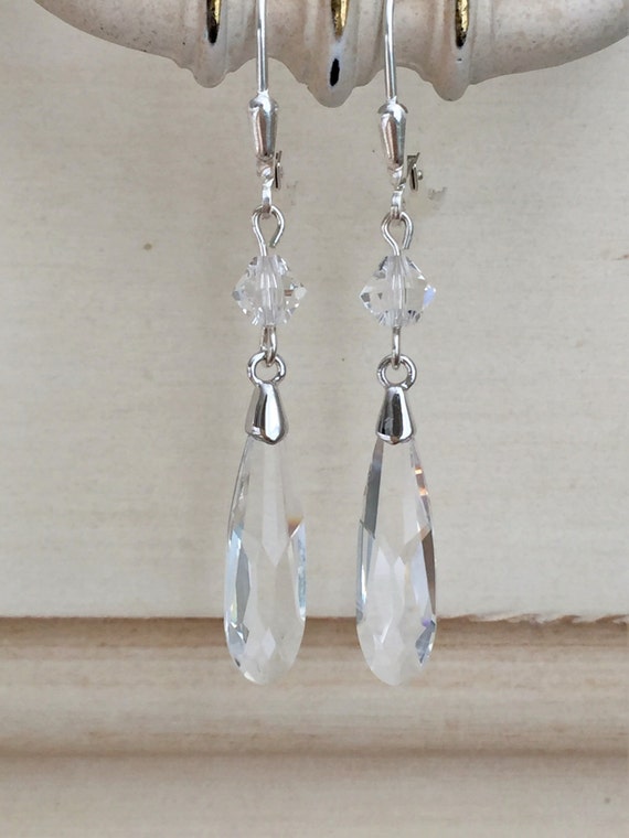 Swarovski Raindrop Earrings - Clear Crystal, Crystal Bridal Earrings