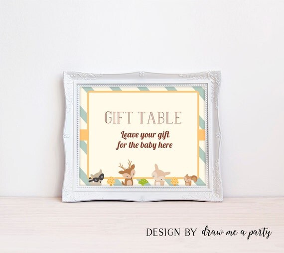 8x10 baby shower gift Sign Woodland Gifts Gift Baby Shower Table Sign Woodland