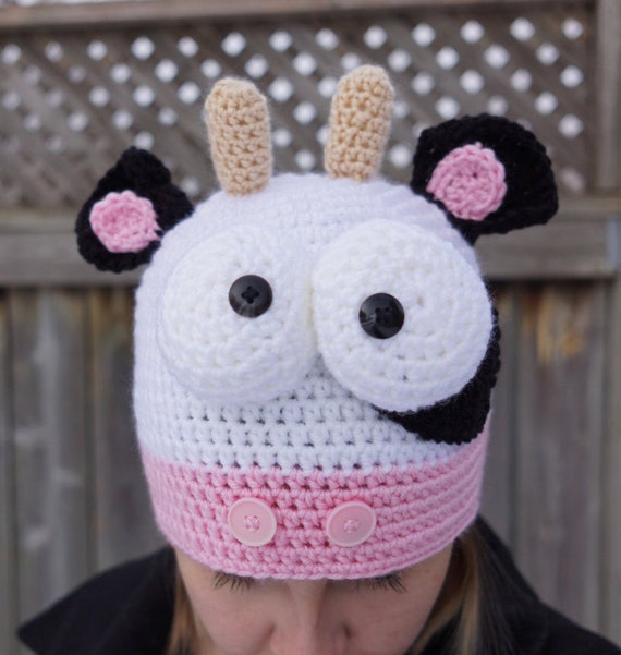 Crochet Cow hat Crochet animal beanie hat for by HookersPalace