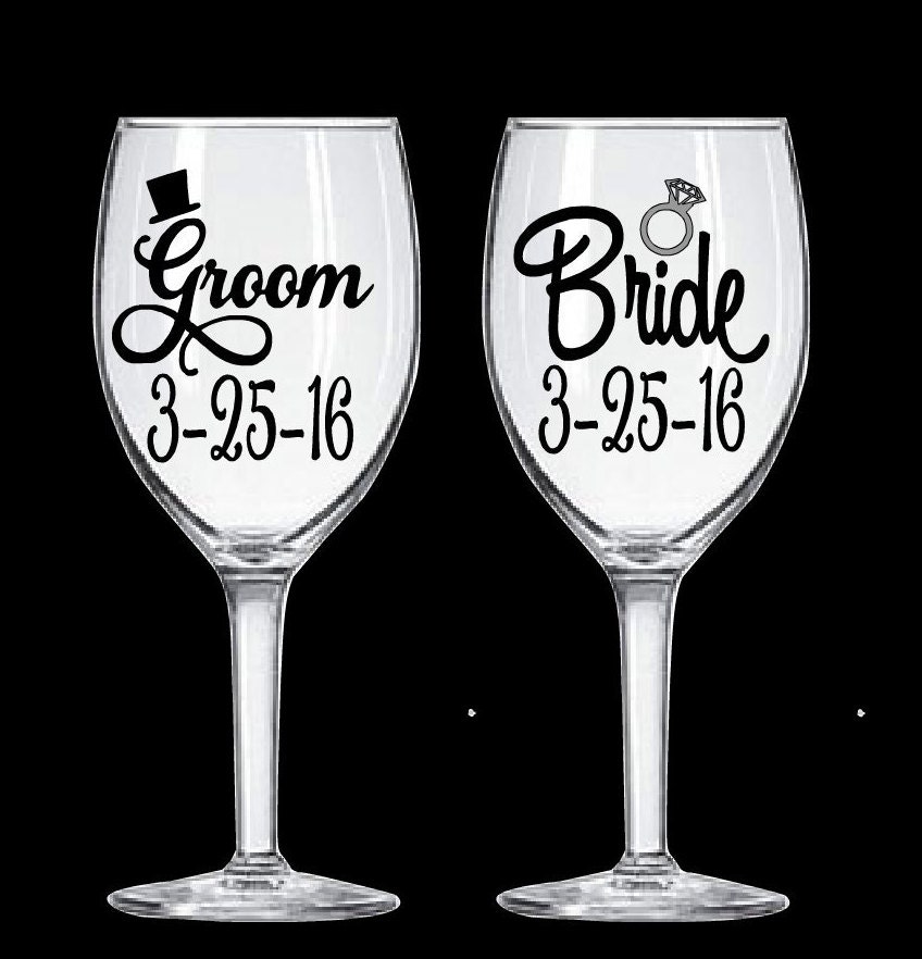 Bride and Groom Wine GlassesWedding by FromAtoZbyTami on Etsy