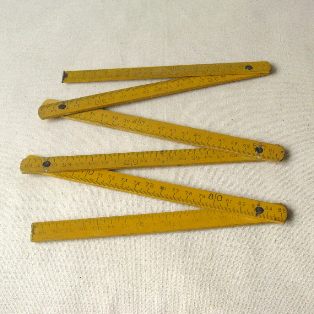 Vintage Measuring Tape Expanding Ruler Folding Wood Ruler