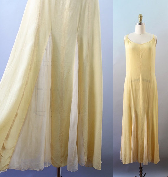 1930s Silk Gown / Lemon Meringue Dress / Vintage by CaramelVintage