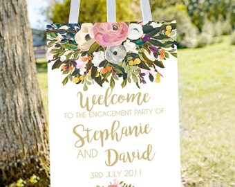 engagement welcome sign - gold - engagement decorations - printable sign