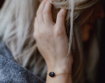 Dainty Oval Minimalist Bracelet • Lava Essential Oil Diffuser Aromatherapy - Essential Oil Bracelet Diffuser - Dainty Gold Filled, Silver