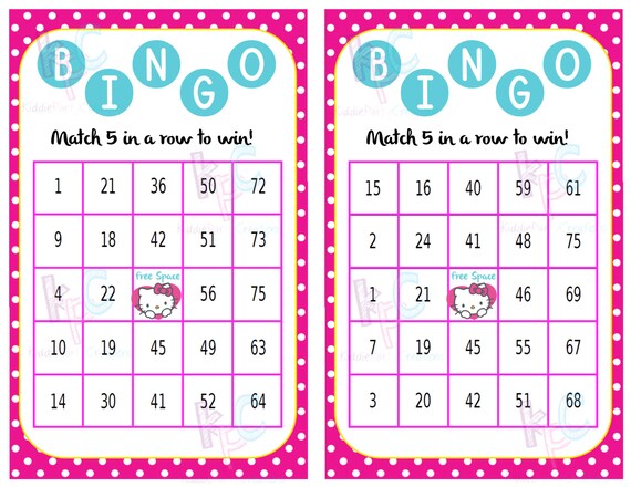 Hello Kitty Printable Bingo Card Party by KiddiePartyCreations