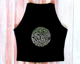 Tree Of Life Crop Top-Boho Yoga Crop Top-Tree Of Life-American Apparel