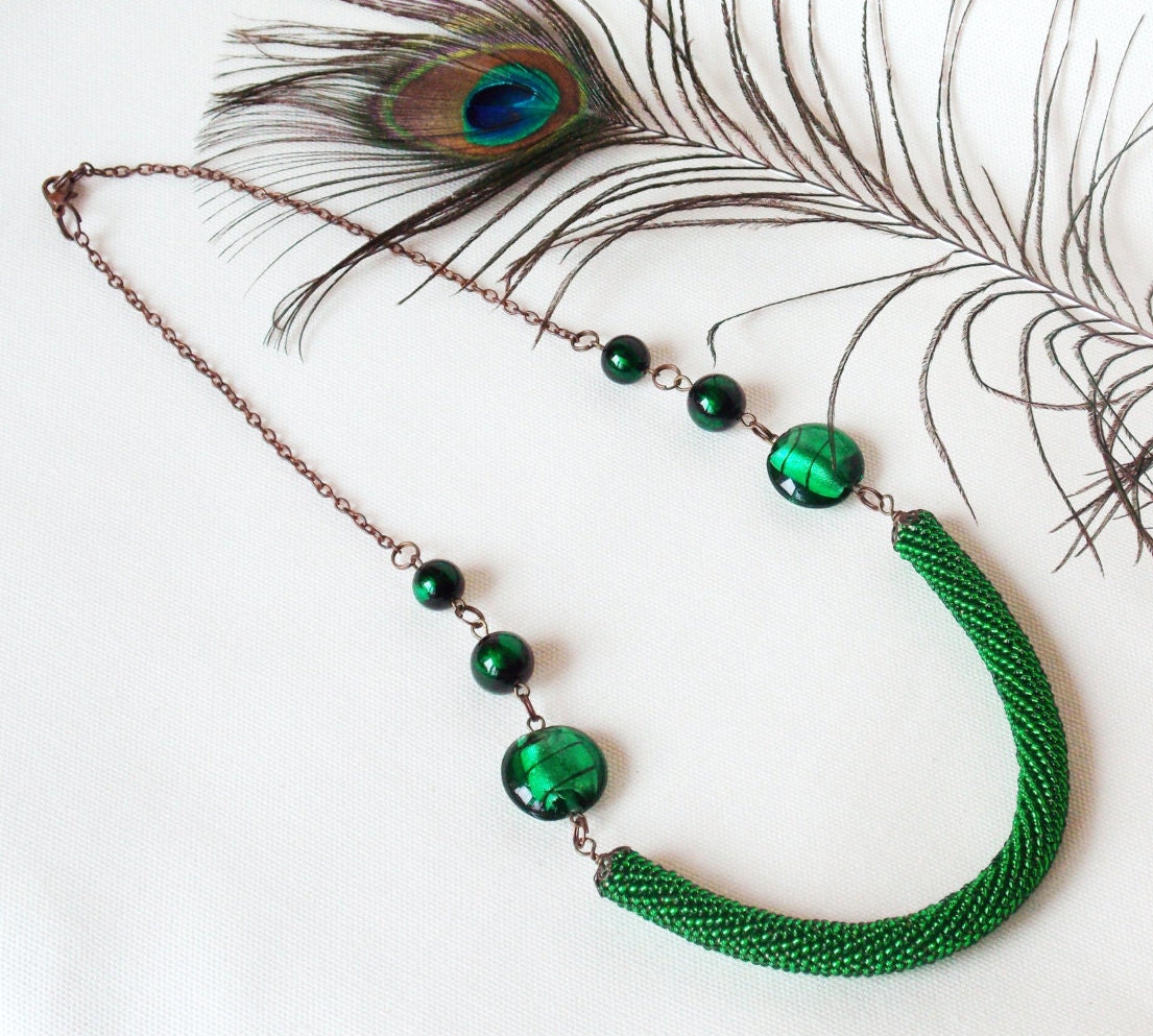Green necklace Bridesmaid necklace Gift women Wedding jewelry