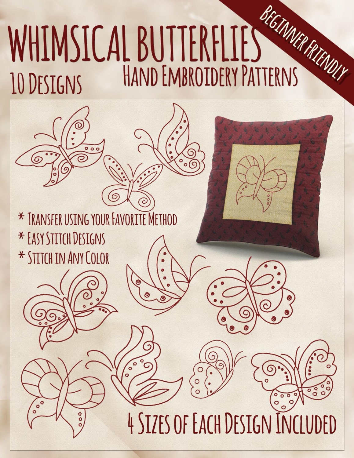 Hand embroidery butterfly patterns by handembroiderydesign Hand embroidery butterfly patterns by handembroiderydesign