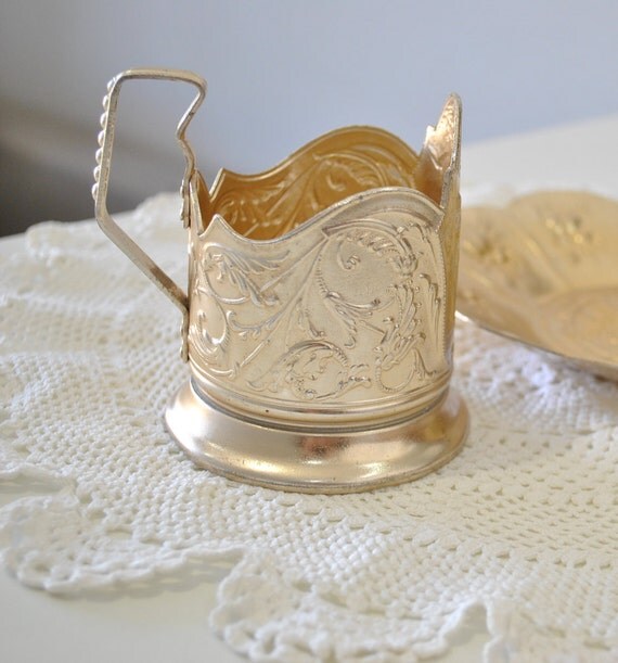 Vintage glass holder Housewares Coffee cup holder unique