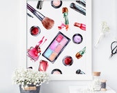 Items similar to Makeup Printable, Cosmetic Wall Art, Beauty Room Wall ...