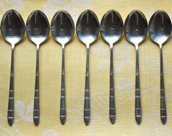 Vintage teaspoons - Set of 9 melchior (german silver) teaspoons by Krasnoselskiy jeweler in Soviet Russia with Christmas tree ornament