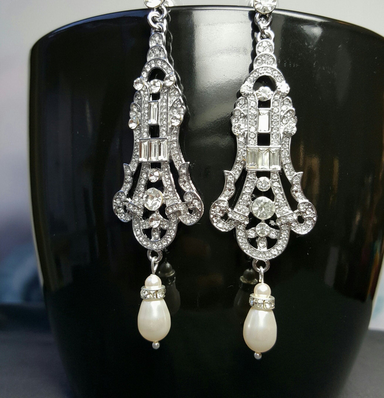 Art Deco Earrings 1920's Art Nouveau Wedding Earrings