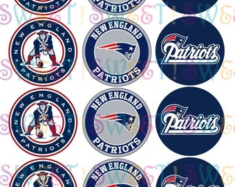 Edible New England Patriots Cupcake, Cookie, Oreo or Drink Toppers - Wafer Paper or Frosting Sheet.