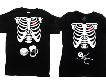 Halloween Pregnancy Announcement Shirt Couples Costume T Shirts Maternity Clothing Pregnant Clothes New Mother Father To Be - SA456-379