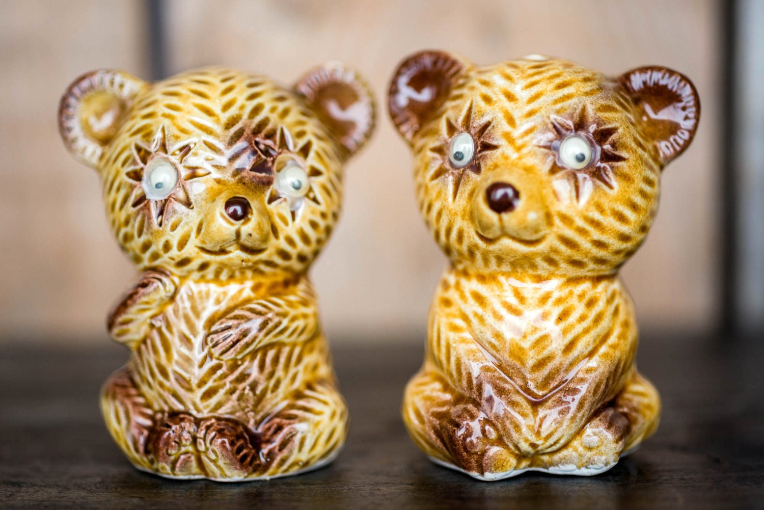 Vintage Honey Bear Salt and Pepper Shakers Kitsch Bears