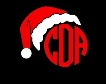 Santa Clause Hat Personalized Monogram Sticker Vinyl Decal