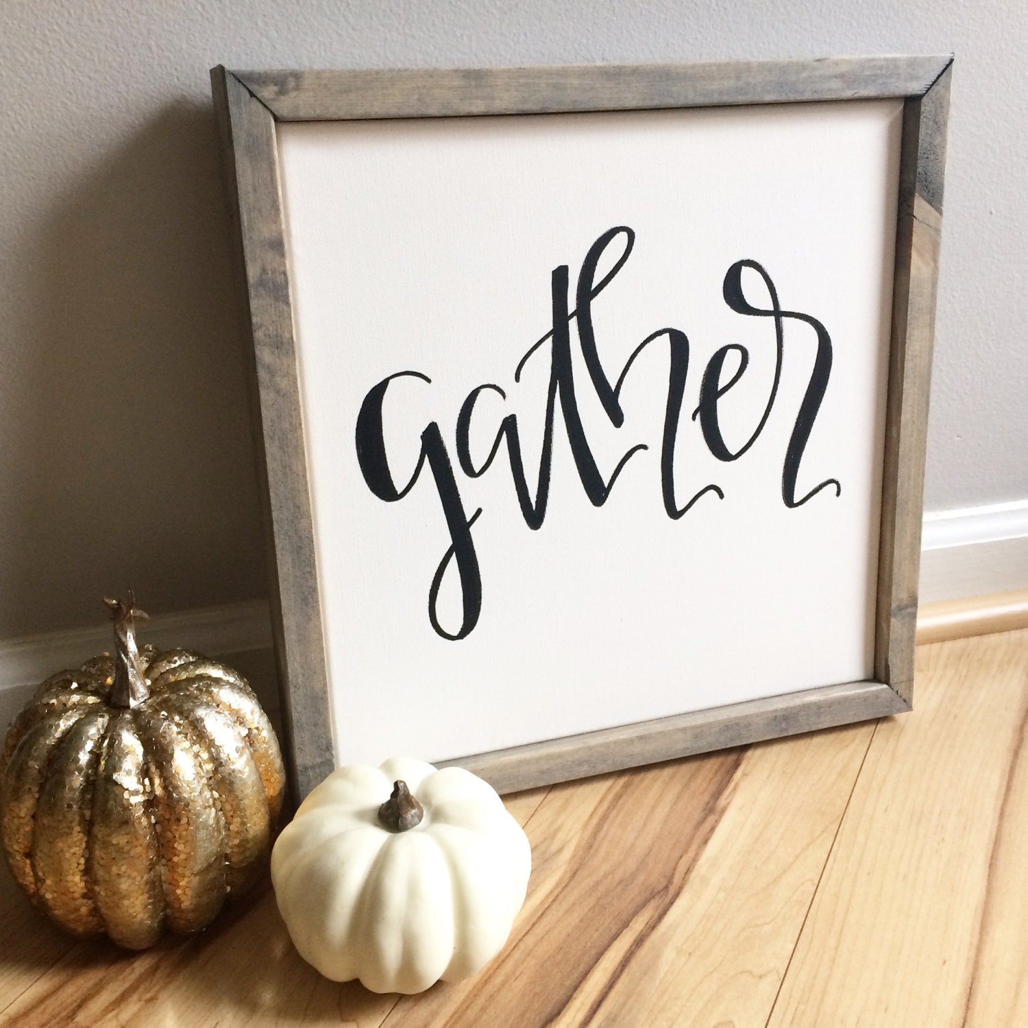 Gather 13x13 wood framed canvas  sign  fall decor wood framed