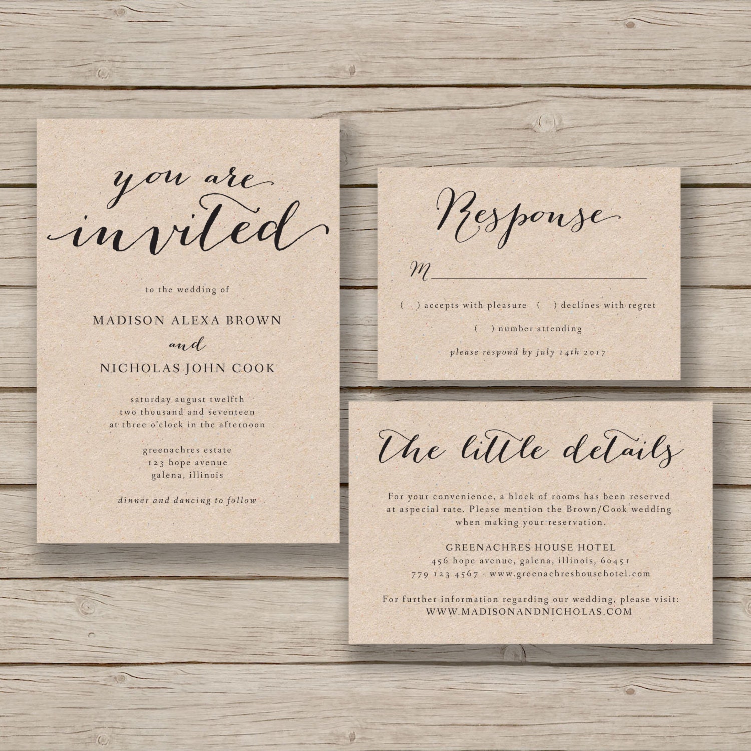 Wedding Invitation Template Printable DIY by HopeStreetPrintables