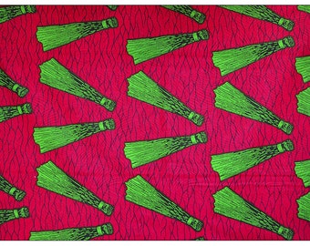 African Fabric Wholesale ~ Fuchsia/Pink Broom Adinkra ~ Sold by 6 Yard Piece~Authentic UK Import, Luxury Holland Wax Print Ankara LW085