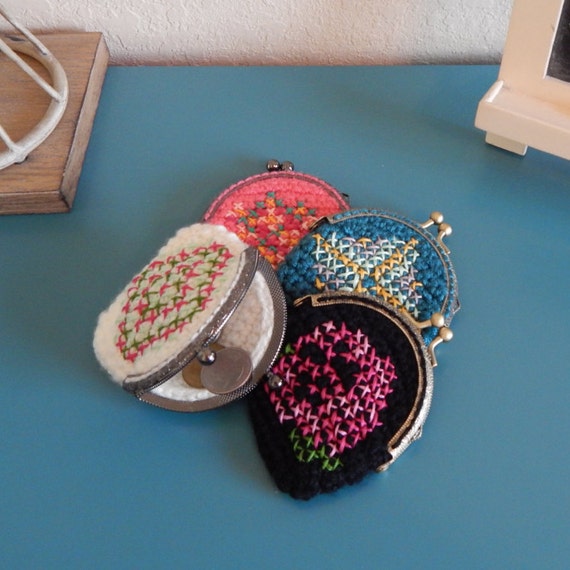 Cross Stitch Coin Purse Metal Frame Coin Purse