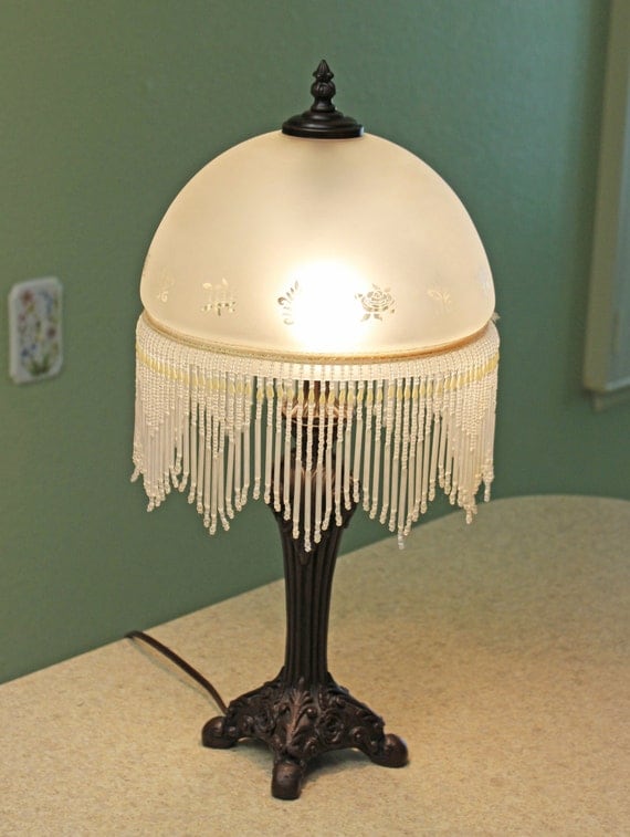 Victorian Boudoir Lamp By Cheyenne Frosted Glass Dome Shade 8307