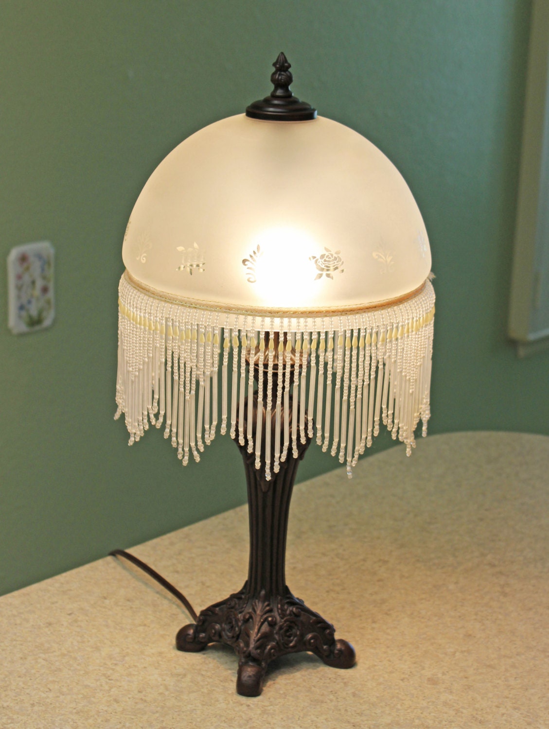 Victorian Boudoir Lamp By Cheyenne Frosted Glass Dome Shade