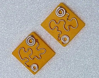 Recycled plastic bottles ecofriendly earrings upcycled handmade jewelery Squares by RecuperArte