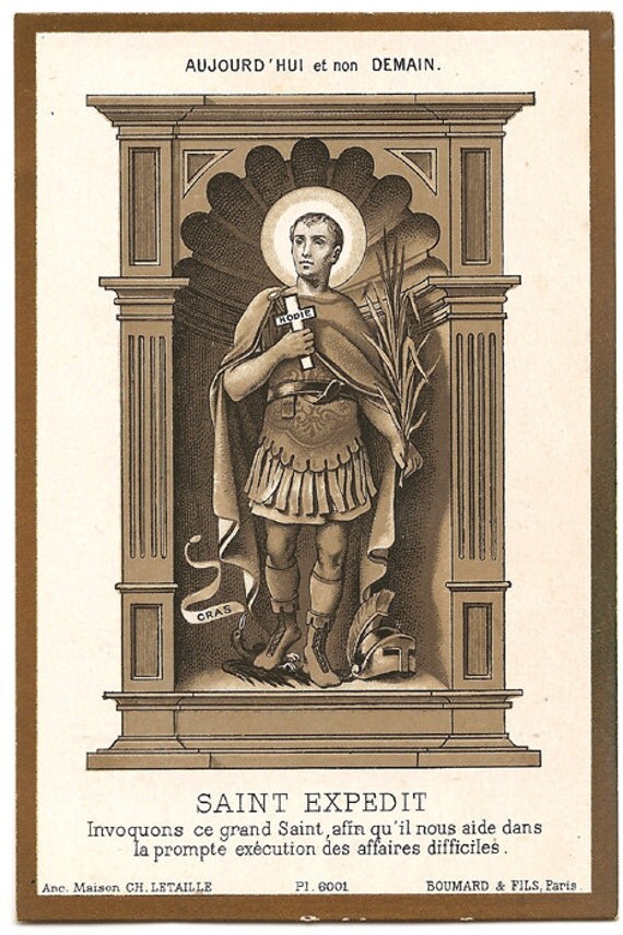 St. Expedite Antique French Holy Prayer Card Catholic Gift