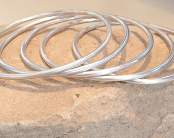 Sterling silver bangle bracelets, round bangle bracelet, stackable sterling silver bracelets, bangles