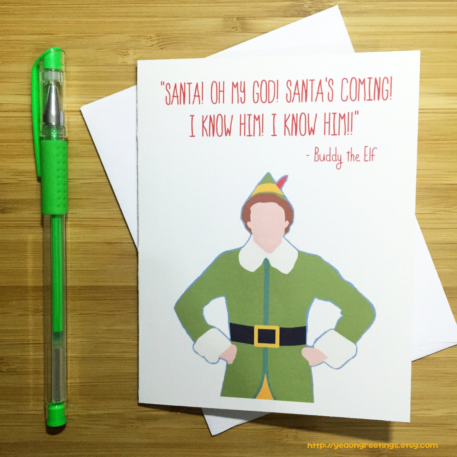 Funny Elf Christmas Card Will Ferrell Buddy the Elf Funny