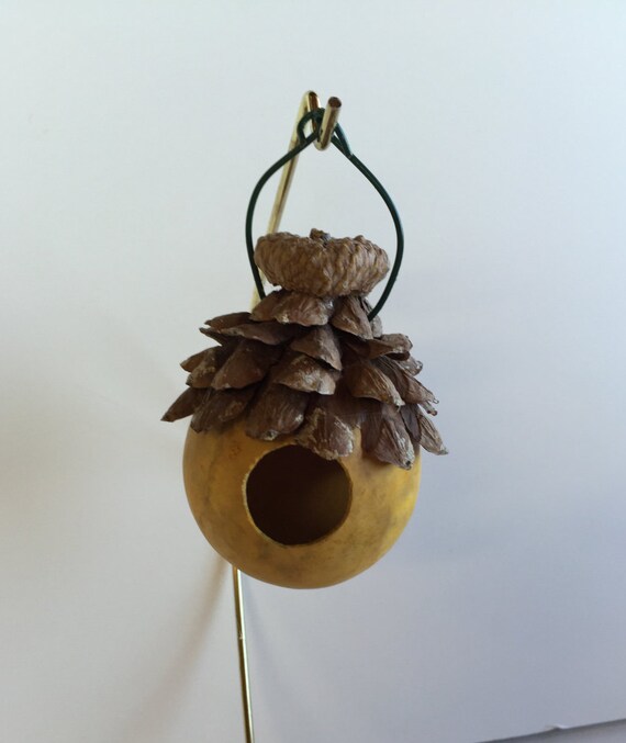 Dried Gourd Birdhouse. Fairy Garden Decor. Fall Decor. Cabin.