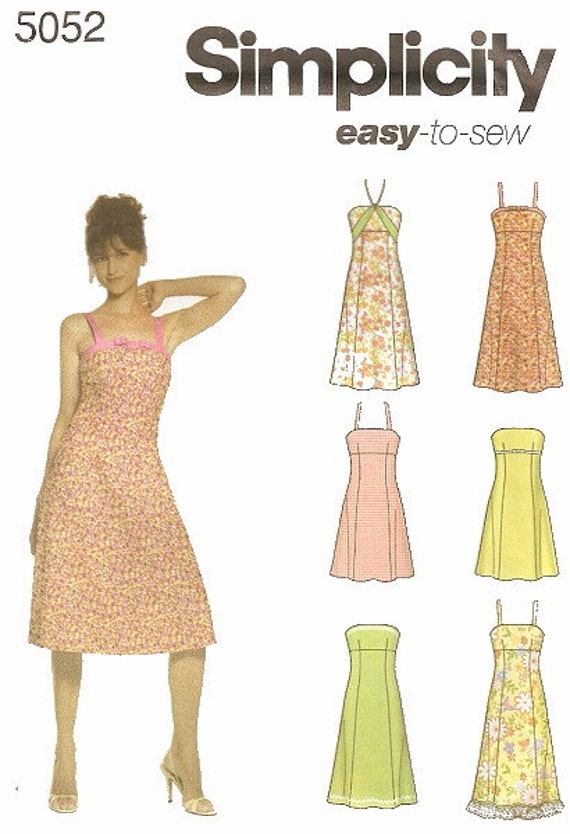 Summer Sun Dress Sewing Pattern Uncut Simplicity 5052 Miss Size 12 20 Strappy Or Strapless Fab 