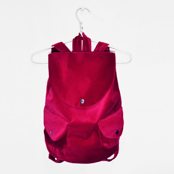 Red Velvet Backpack Vinous Red Bag Wine Red backpack by NAZVA