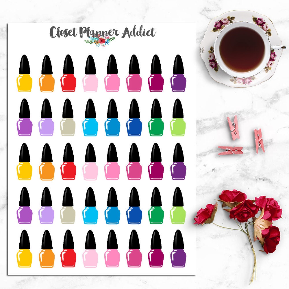 Nail Polish Icon Planner Stickers | Manicure Stickers | Pedicure ...