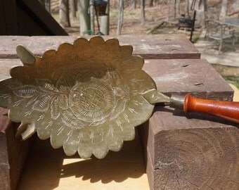 Vintage Brass Ashtray with Handle