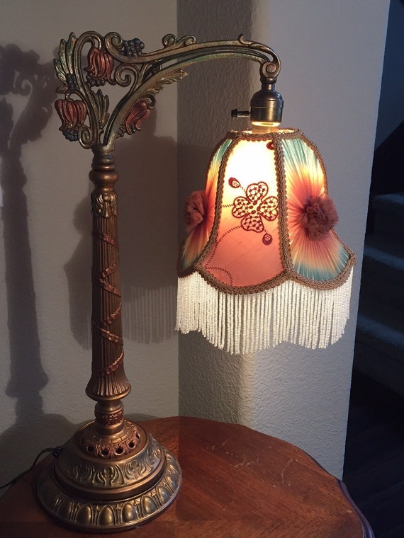Vintage Bridge Arm Table Lamp with Small by DianaMillerInteriors