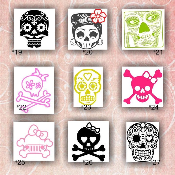 GIRLY SKULLS vinyl decals 1927 vinyl by CreativeStudio805