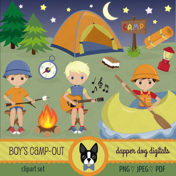 Boys Camping Clipart Pack Commercial Use Vector Images