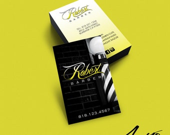 Business Card Design - Custom Business Card Design - Barber - Salon - Stylist - Barbershop Black & Yellow