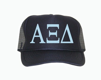 Alpha Xi Delta Trucker Hat, Alpha Zi Trucker Hat, Greek Letter Glitter Trucker Hat, Sorority Letter Cap, Greek Trucker hat, Sorority Trucker