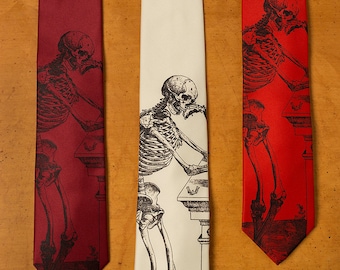 Skeleton Necktie - Skull Tie - Men's Necktie - Cool Tie - Men's Gift - Bones - Screen Printed Necktie