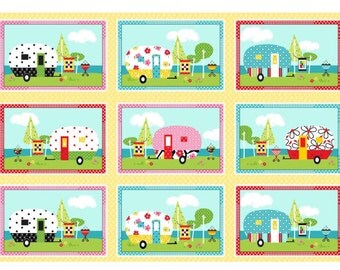Quilt Camp - Panel- Henry Glass - by Barbara Jones - Campers!