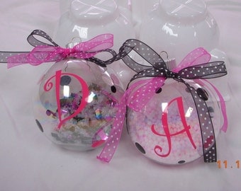 Personalized Christmas Ornaments, Made to order, various colors and styles, plastic