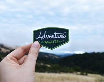 Adventure Awaits Patch - Iron on Explorer Embroidered Badge
