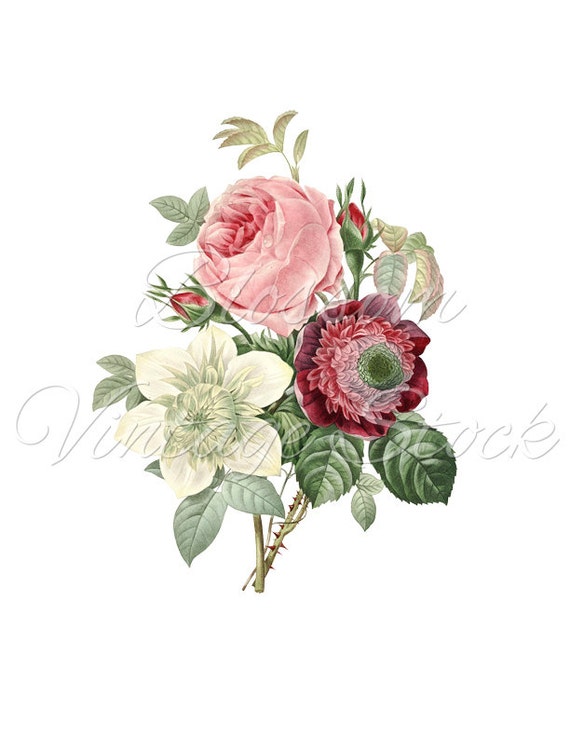 can on you wood decoupage painted Bouquet, Vintage Rose PNG Pink Rose Image Clipart Rose