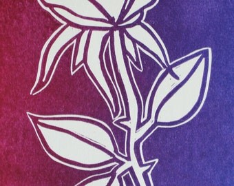 Rose and Thorns Linocut Print