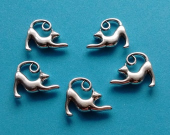10 Stretching Cat Charm Silver Cat Charm - CS3029