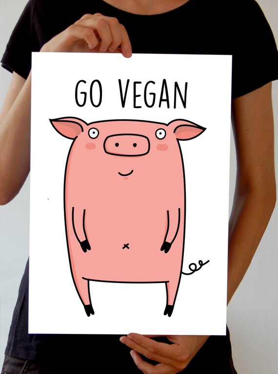 Go Vegan Poster Animal Rights Activist Vegan Art Activism